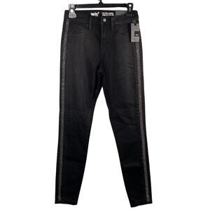 Mossimo Jeans Women's 00 24 High-Rise Jegging Black Denim Pants Silver Accents